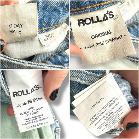 ROLLA'S Original Straight Leg City Worn G'Day Mate High Rise Distressed Jeans - Picture 8 of 8